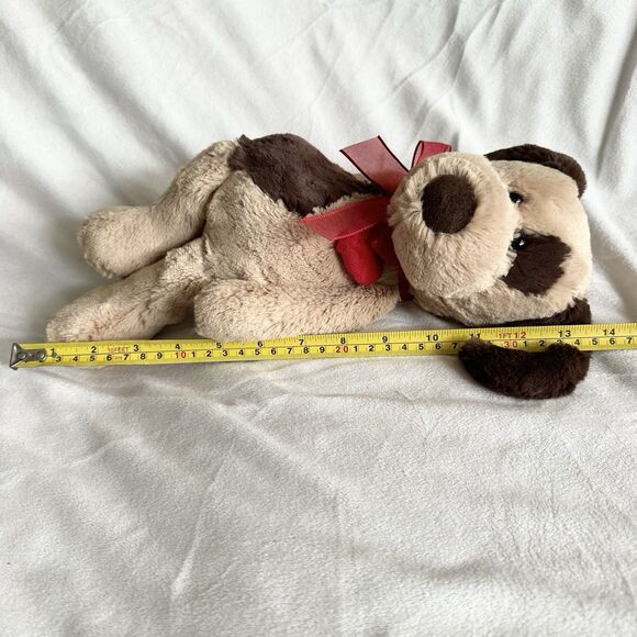 Aurora World Cooper Brown Dog Puppy Plush Sitting Red Bow 14” Toy 2024 - Picture 7 of 7